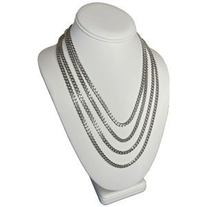 Silver Cuban Link Chain Necklace Choker Solid 316l Stainless Steel Curb Link Men